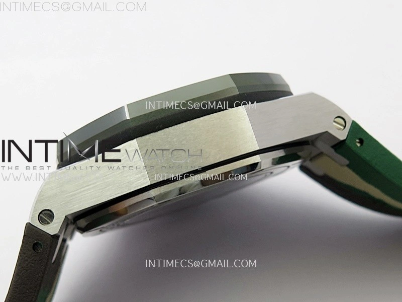 Royal Oak Offshore 44mm SS TKF 1:1 Best Edition Cream Dial on Green Camo Rubber Strap A3126