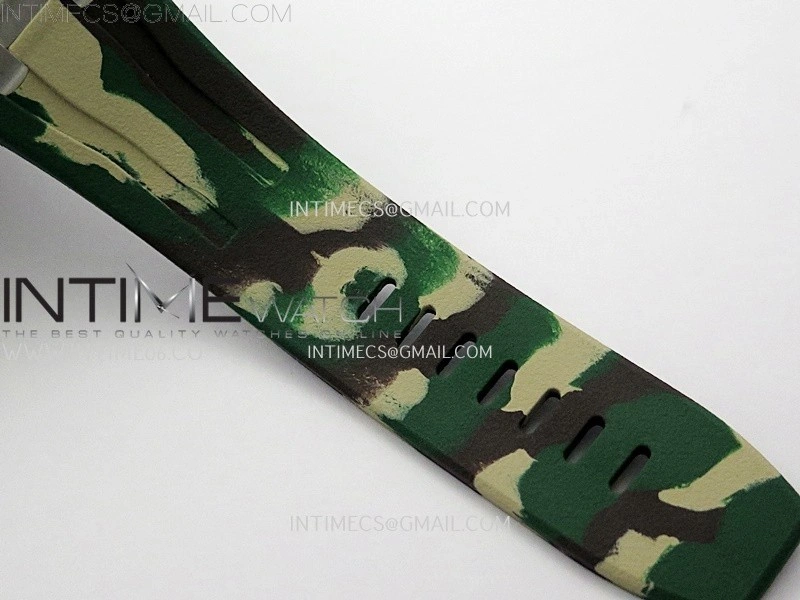 Royal Oak Offshore 44mm SS TKF 1:1 Best Edition Cream Dial on Green Camo Rubber Strap A3126