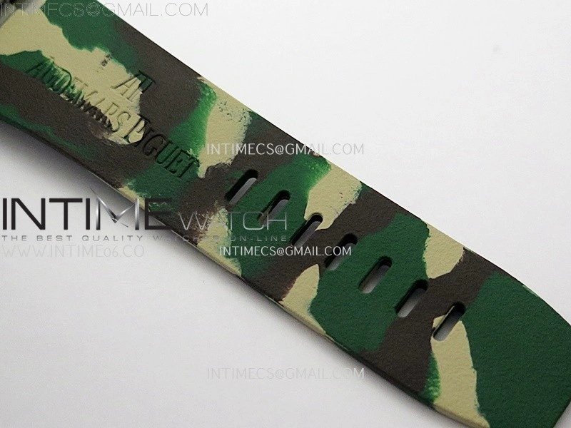 Royal Oak Offshore 44mm SS TKF 1:1 Best Edition Cream Dial on Green Camo Rubber Strap A3126