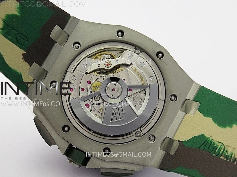 Royal Oak Offshore 44mm SS TKF 1:1 Best Edition Cream Dial on Green Camo Rubber Strap A3126