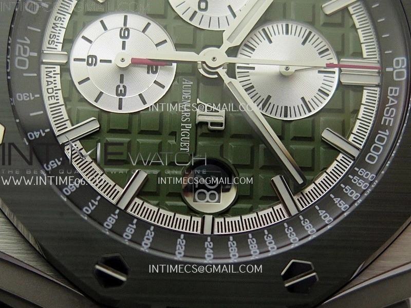 Royal Oak Offshore 44mm SS TKF 1:1 Best Edition Green Dial on Green Camo Rubber Strap A3126