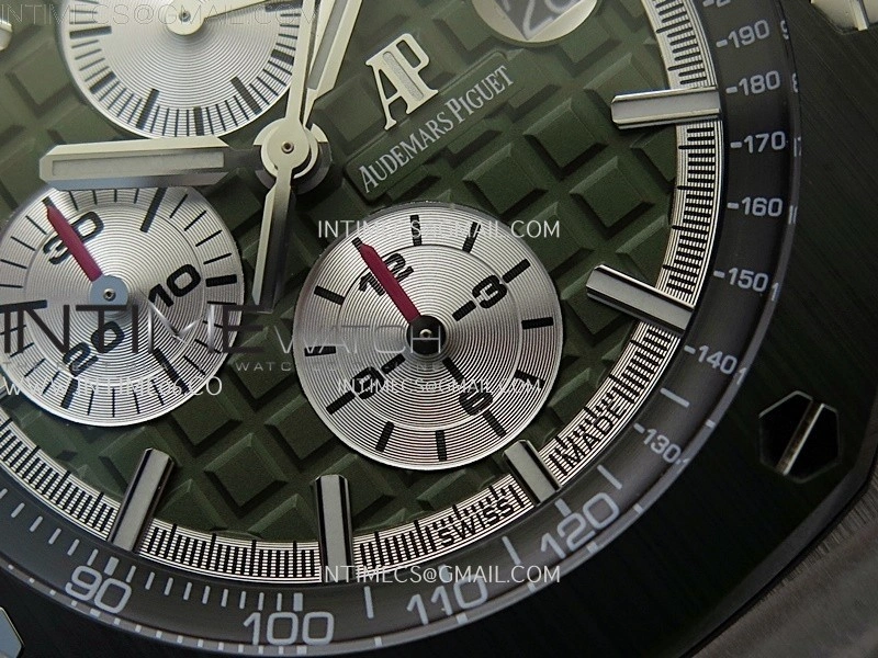 Royal Oak Offshore 44mm SS TKF 1:1 Best Edition Green Dial on Green Camo Rubber Strap A3126