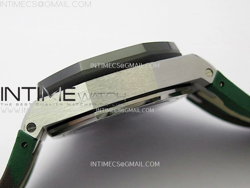 Royal Oak Offshore 44mm SS TKF 1:1 Best Edition Green Dial on Green Camo Rubber Strap A3126