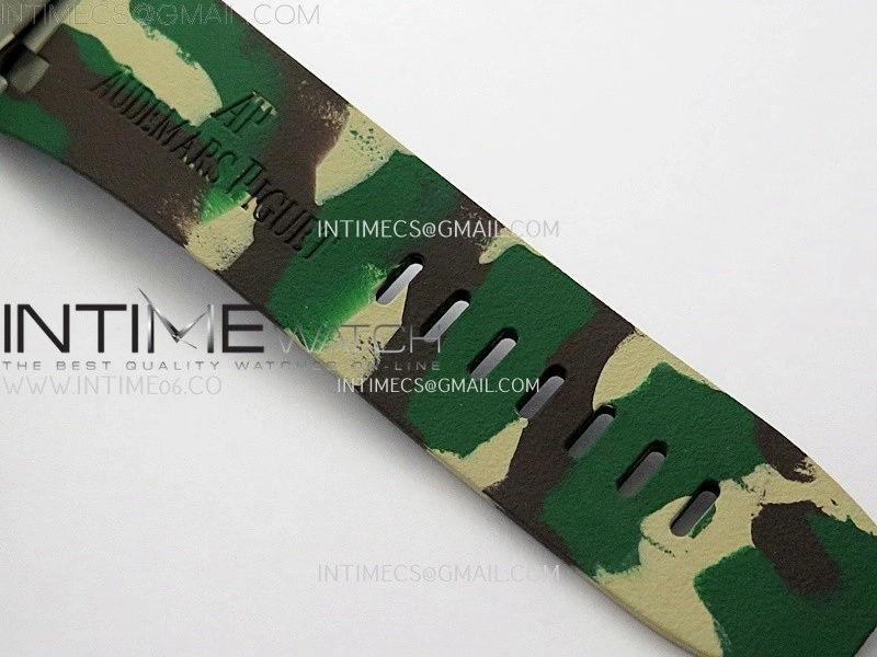Royal Oak Offshore 44mm SS TKF 1:1 Best Edition Green Dial on Green Camo Rubber Strap A3126
