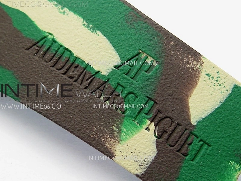 Royal Oak Offshore 44mm SS TKF 1:1 Best Edition Green Dial on Green Camo Rubber Strap A3126