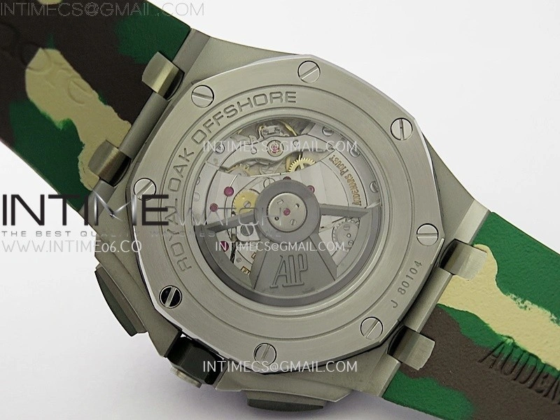 Royal Oak Offshore 44mm SS TKF 1:1 Best Edition Green Dial on Green Camo Rubber Strap A3126
