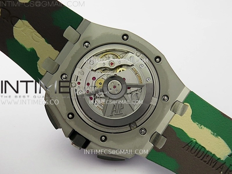 Royal Oak Offshore 44mm SS TKF 1:1 Best Edition Green Dial on Green Camo Rubber Strap A3126
