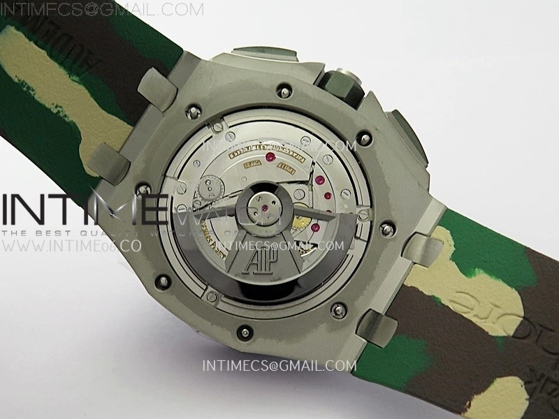 Royal Oak Offshore 44mm SS TKF 1:1 Best Edition Green Dial on Green Camo Rubber Strap A3126