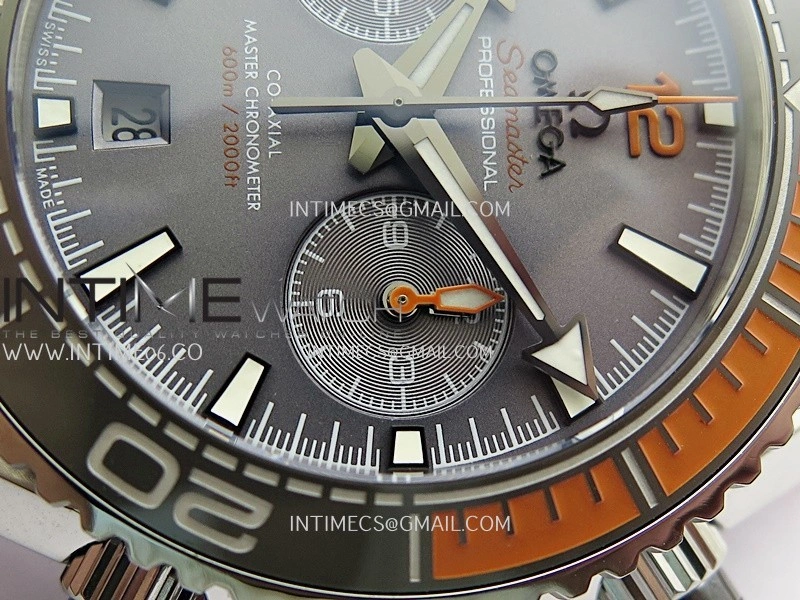 Planet Ocean Master Chronometer Gray Orange Ceramic Bezel SS VRF 1:1 Best Edition Gray Dial On Gray Rubber Strap A9900