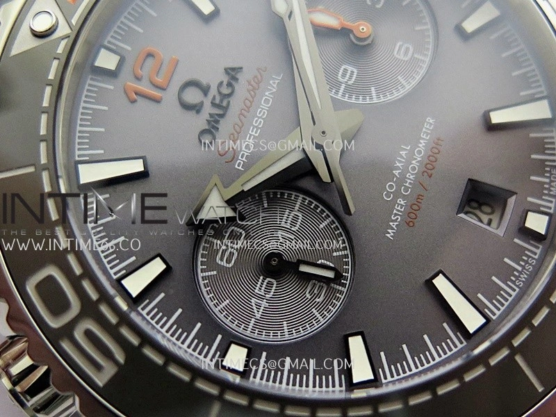 Planet Ocean Master Chronometer Gray Orange Ceramic Bezel SS VRF 1:1 Best Edition Gray Dial On Gray Rubber Strap A9900
