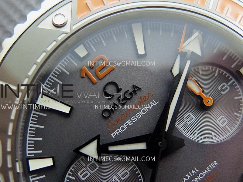 Planet Ocean Master Chronometer Gray Orange Ceramic Bezel SS VRF 1:1 Best Edition Gray Dial On Gray Rubber Strap A9900