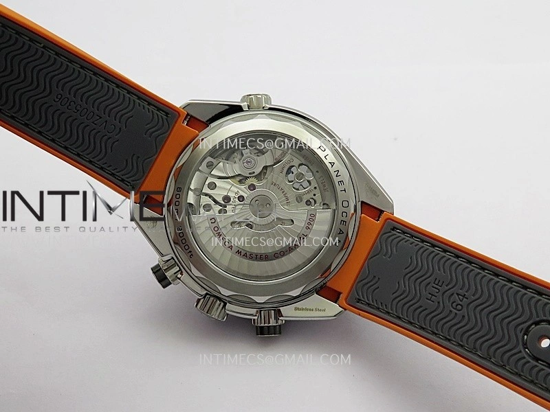 Planet Ocean Master Chronometer Gray Orange Ceramic Bezel SS VRF 1:1 Best Edition Gray Dial On Gray Rubber Strap A9900