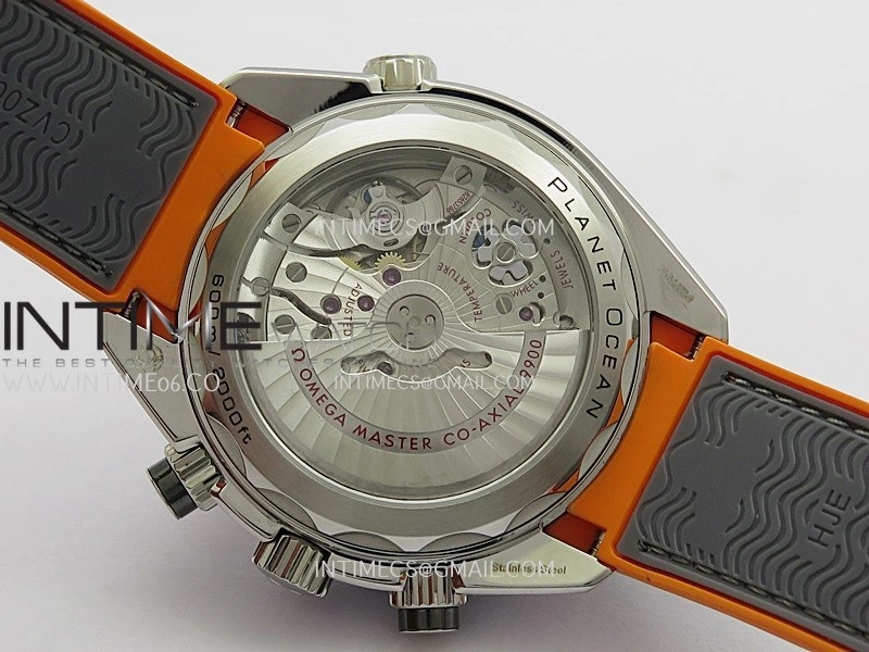 Planet Ocean Master Chronometer Gray Orange Ceramic Bezel SS VRF 1:1 Best Edition Gray Dial On Gray Rubber Strap A9900