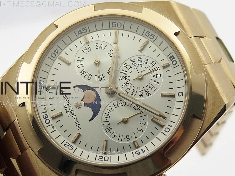 Overseas Perpetual Calendar RG 8F Best Edition Silver Dial on RG Bracelet A1120