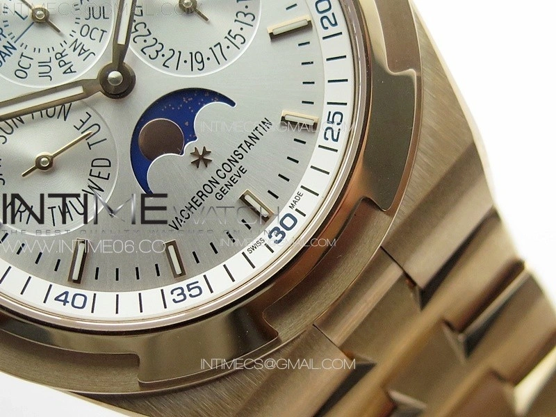 Overseas Perpetual Calendar RG 8F Best Edition Silver Dial on RG Bracelet A1120
