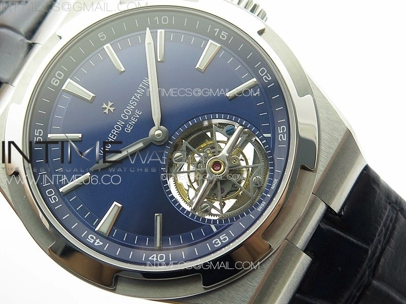 Overseas Tourbillon SS BBS Best Edition Blue Dial on Blue Leather Strap