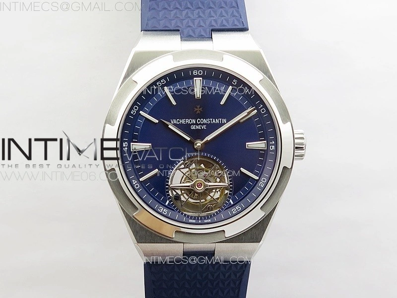 Overseas Tourbillon SS BBS Best Edition Blue Dial on Blue Rubber Strap