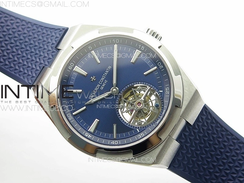 Overseas Tourbillon SS BBS Best Edition Blue Dial on Blue Rubber Strap
