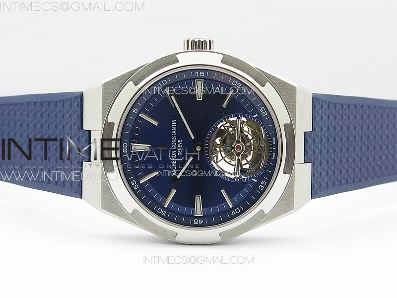 Overseas Tourbillon SS BBS Best Edition Blue Dial on Blue Rubber Strap