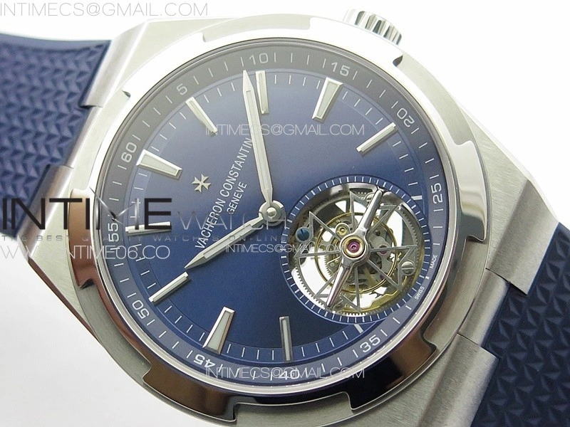Overseas Tourbillon SS BBS Best Edition Blue Dial on Blue Rubber Strap