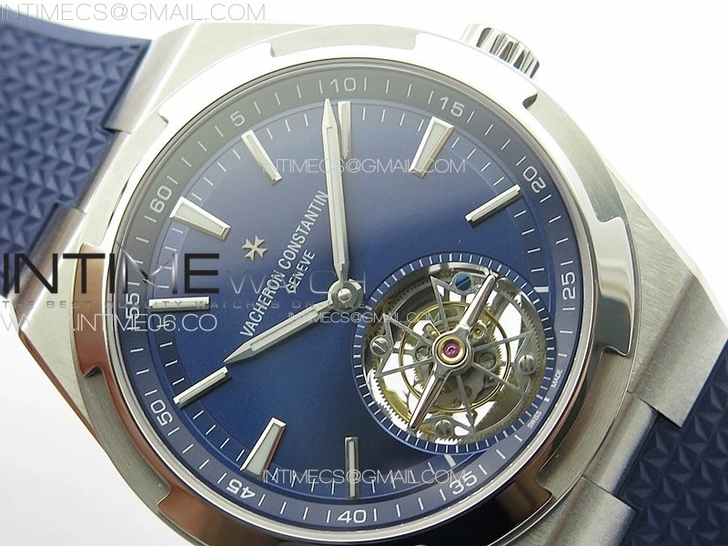 Overseas Tourbillon SS BBS Best Edition Blue Dial on Blue Rubber Strap