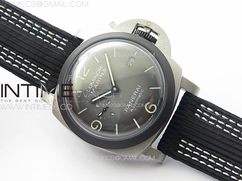 PAM1122 SS DLC TTF 1:1 Best Edition Gray Dial on Black Blue Leather Strap P9010