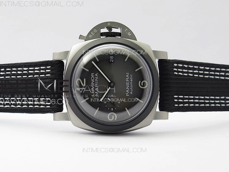 PAM1122 SS DLC TTF 1:1 Best Edition Gray Dial on Black Blue Leather Strap P9010