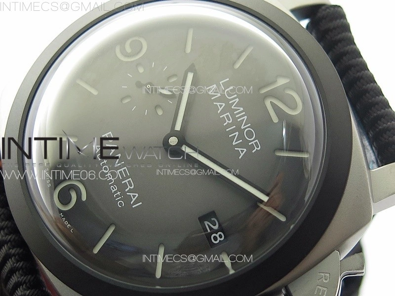 PAM1122 SS DLC TTF 1:1 Best Edition Gray Dial on Black Blue Leather Strap P9010