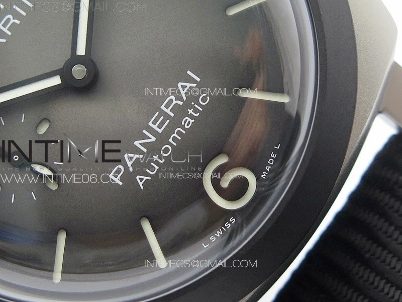PAM1122 SS DLC TTF 1:1 Best Edition Gray Dial on Black Blue Leather Strap P9010