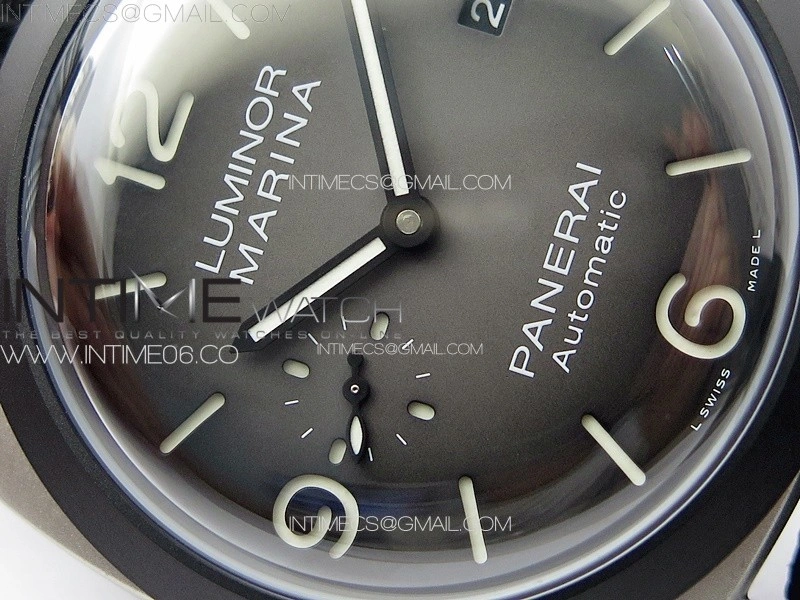 PAM1122 SS DLC TTF 1:1 Best Edition Gray Dial on Black Blue Leather Strap P9010