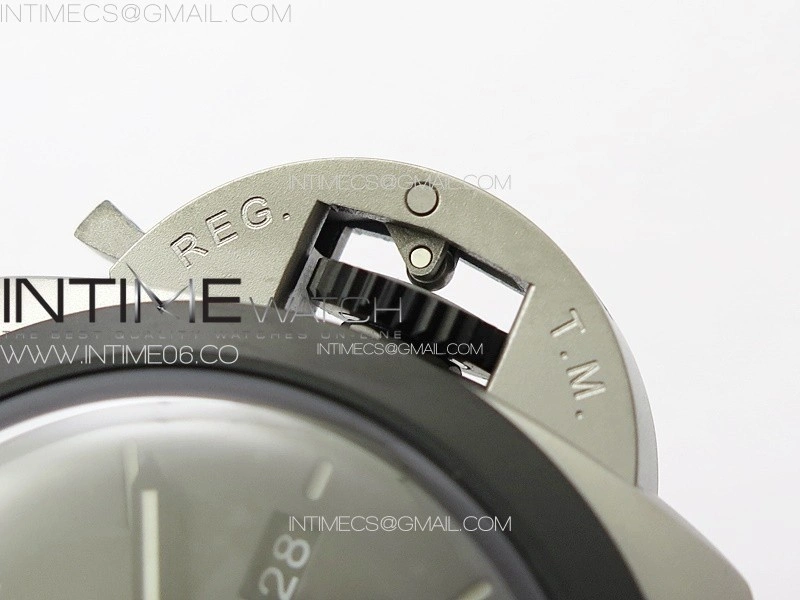 PAM1122 SS DLC TTF 1:1 Best Edition Gray Dial on Black Blue Leather Strap P9010