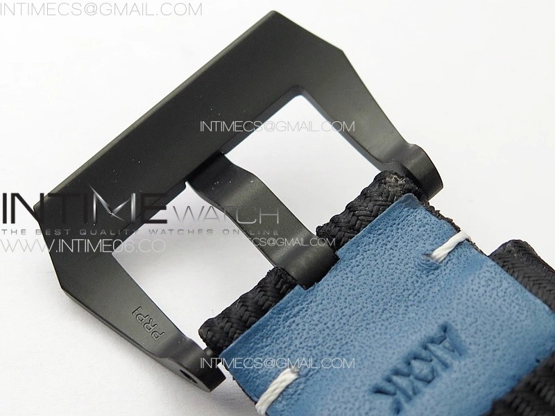 PAM1122 SS DLC TTF 1:1 Best Edition Gray Dial on Black Blue Leather Strap P9010