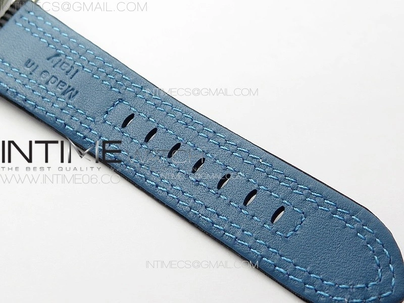 PAM1122 SS DLC TTF 1:1 Best Edition Gray Dial on Black Blue Leather Strap P9010