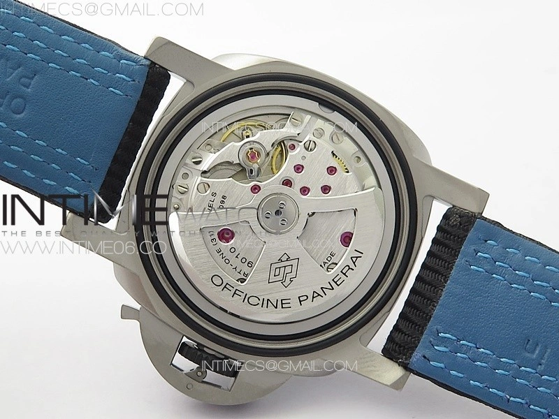PAM1122 SS DLC TTF 1:1 Best Edition Gray Dial on Black Blue Leather Strap P9010