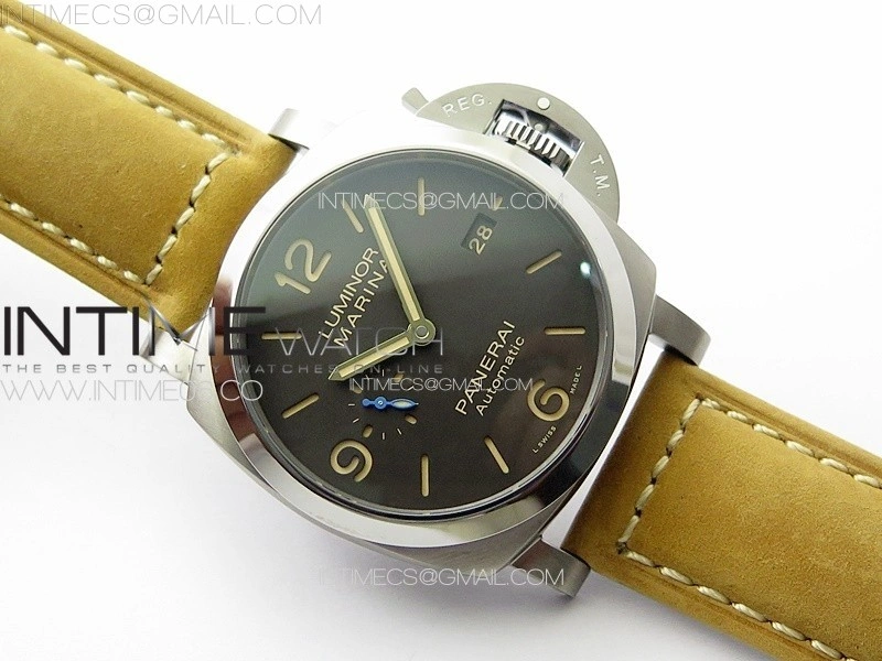 PAM1351 Ti TTF 1:1 Best Edition on Brown Leather Strap P9010