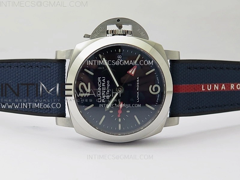 PAM1404 Z GMT SS VSF 1:1 Best Edition Blue Dial on Blue Rubber Strap Asian P900