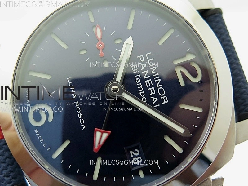 PAM1404 Z GMT SS VSF 1:1 Best Edition Blue Dial on Blue Rubber Strap Asian P900