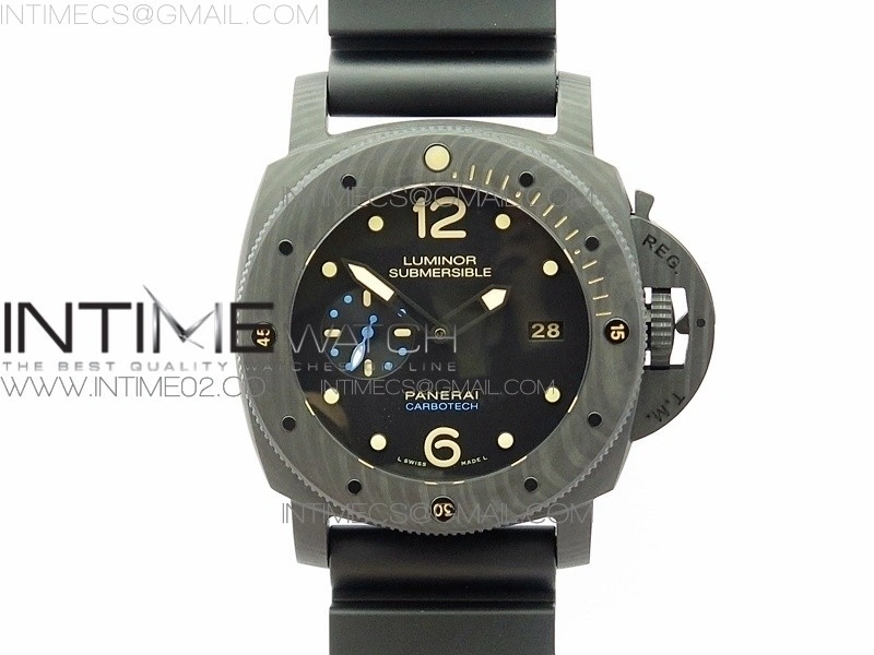 PAM616 Carbotech V3 VSF 1:1 Best Edition on Blue Logo Black Rubber Strap P9000