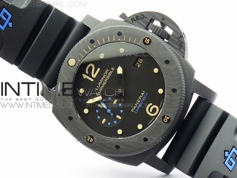 PAM616 Carbotech V3 VSF 1:1 Best Edition on Blue Logo Black Rubber Strap P9000