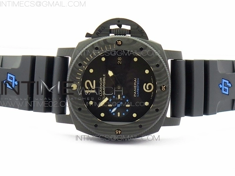 PAM616 Carbotech V3 VSF 1:1 Best Edition on Blue Logo Black Rubber Strap P9000