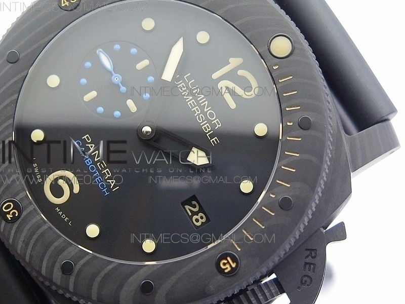 PAM616 Carbotech V3 VSF 1:1 Best Edition on Blue Logo Black Rubber Strap P9000