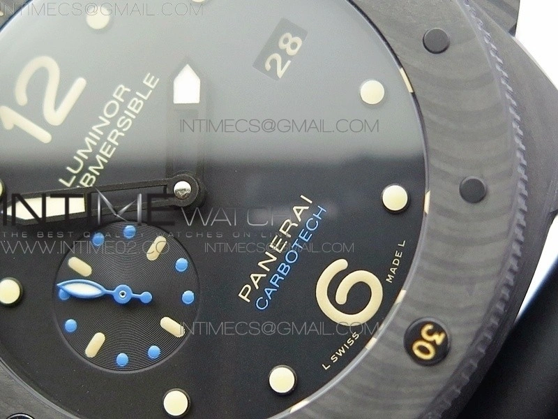 PAM616 Carbotech V3 VSF 1:1 Best Edition on Blue Logo Black Rubber Strap P9000