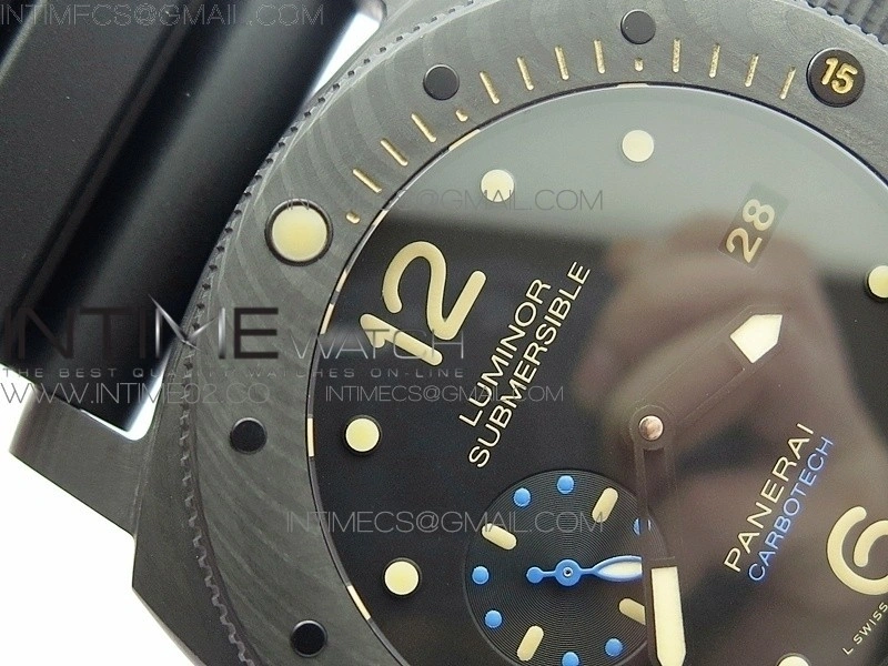 PAM616 Carbotech V3 VSF 1:1 Best Edition on Blue Logo Black Rubber Strap P9000