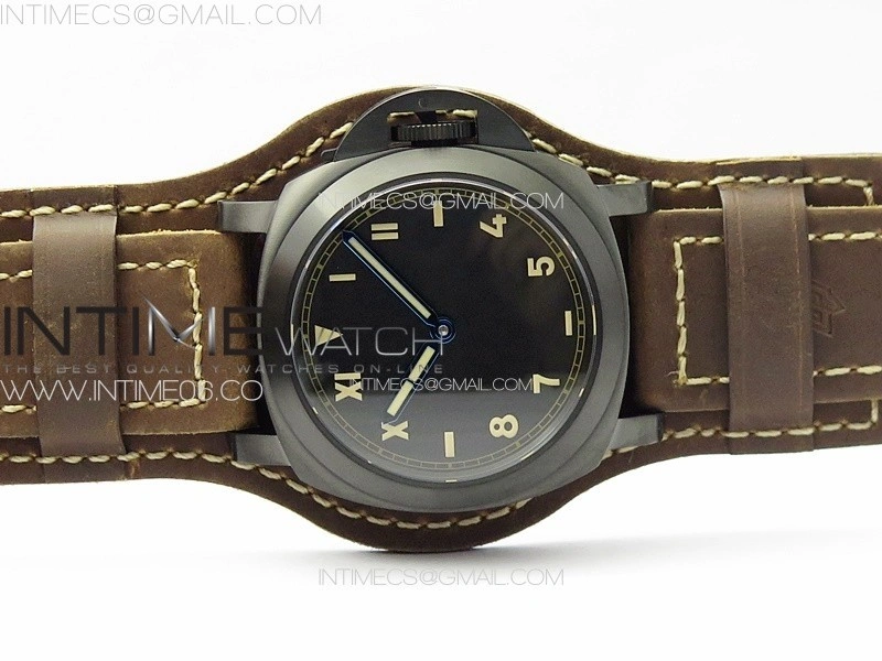 PAM779 DLC T HWF 1:1 Best Edition on Black ASSO Leather Strap A6497