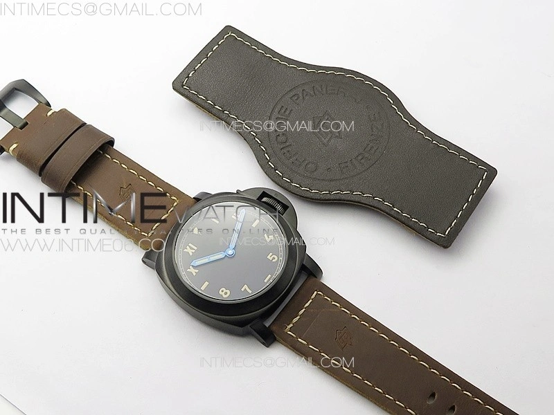 PAM779 DLC T HWF 1:1 Best Edition on Black ASSO Leather Strap A6497