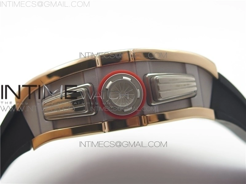 RM011-FM RG CHRONOGRAPH RG CASE KVF 1:1 BEST EDITION CRYSTAL SKELETON DIAL ON BLACK RUBBER STRAP A7750