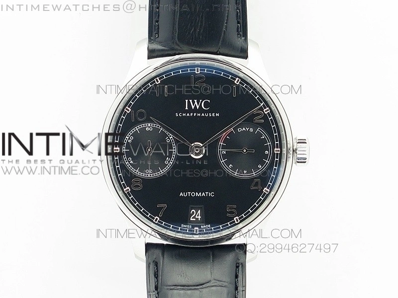 PORTUGUESE REAL PR IW500109 AZF 1:1 BEST EDITION ON BLACK LEATHER STRAP A52010