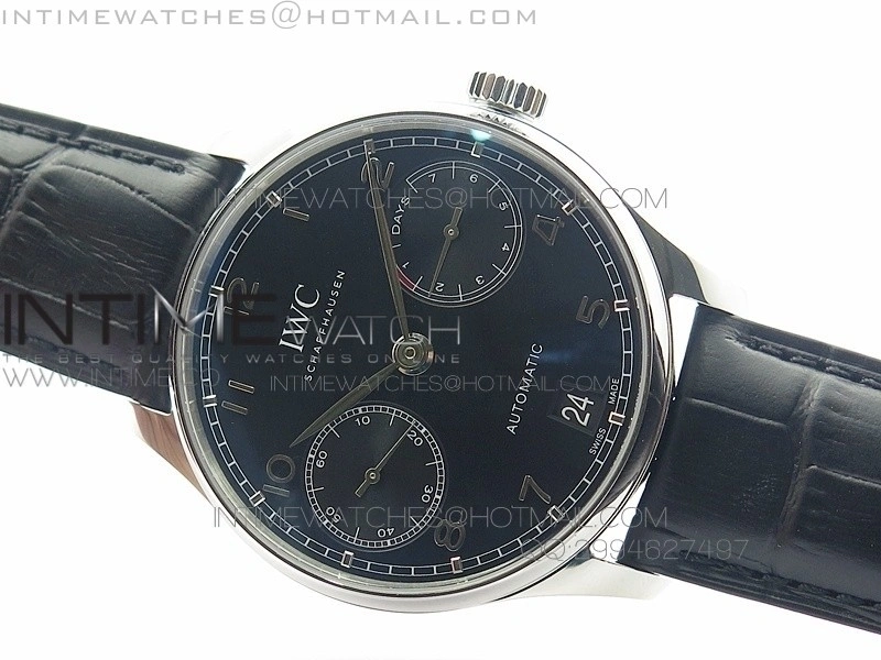 PORTUGUESE REAL PR IW500109 AZF 1:1 BEST EDITION ON BLACK LEATHER STRAP A52010