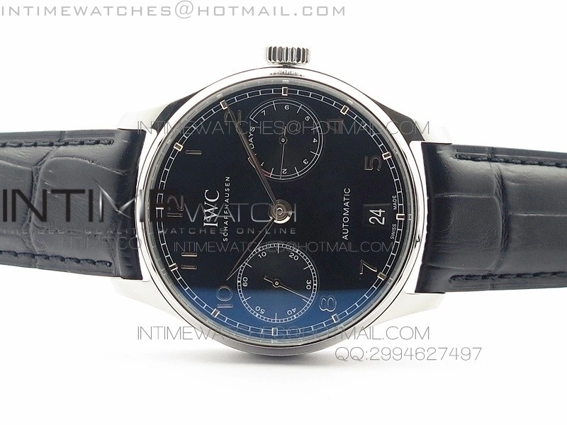 PORTUGUESE REAL PR IW500109 AZF 1:1 BEST EDITION ON BLACK LEATHER STRAP A52010