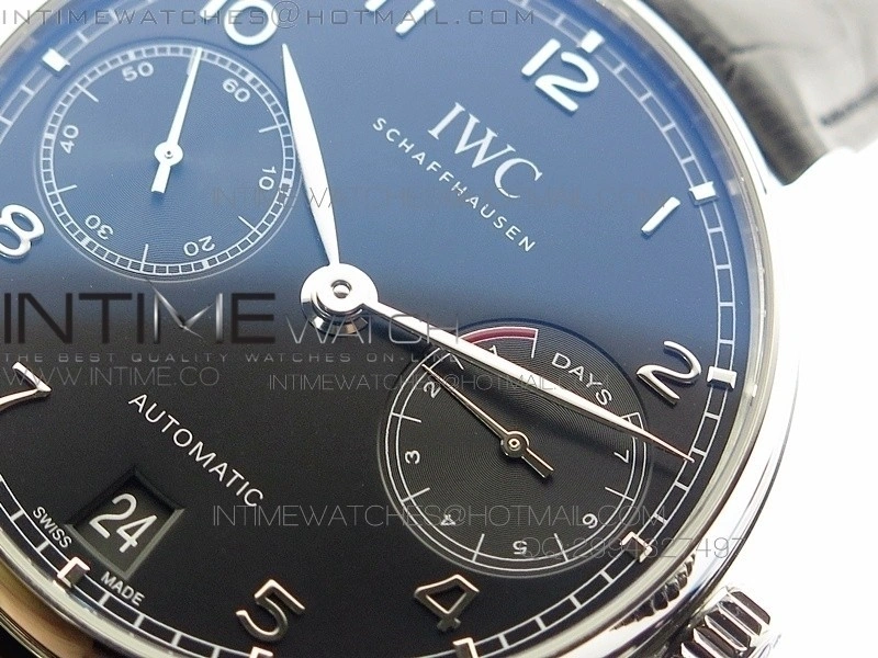 PORTUGUESE REAL PR IW500109 AZF 1:1 BEST EDITION ON BLACK LEATHER STRAP A52010